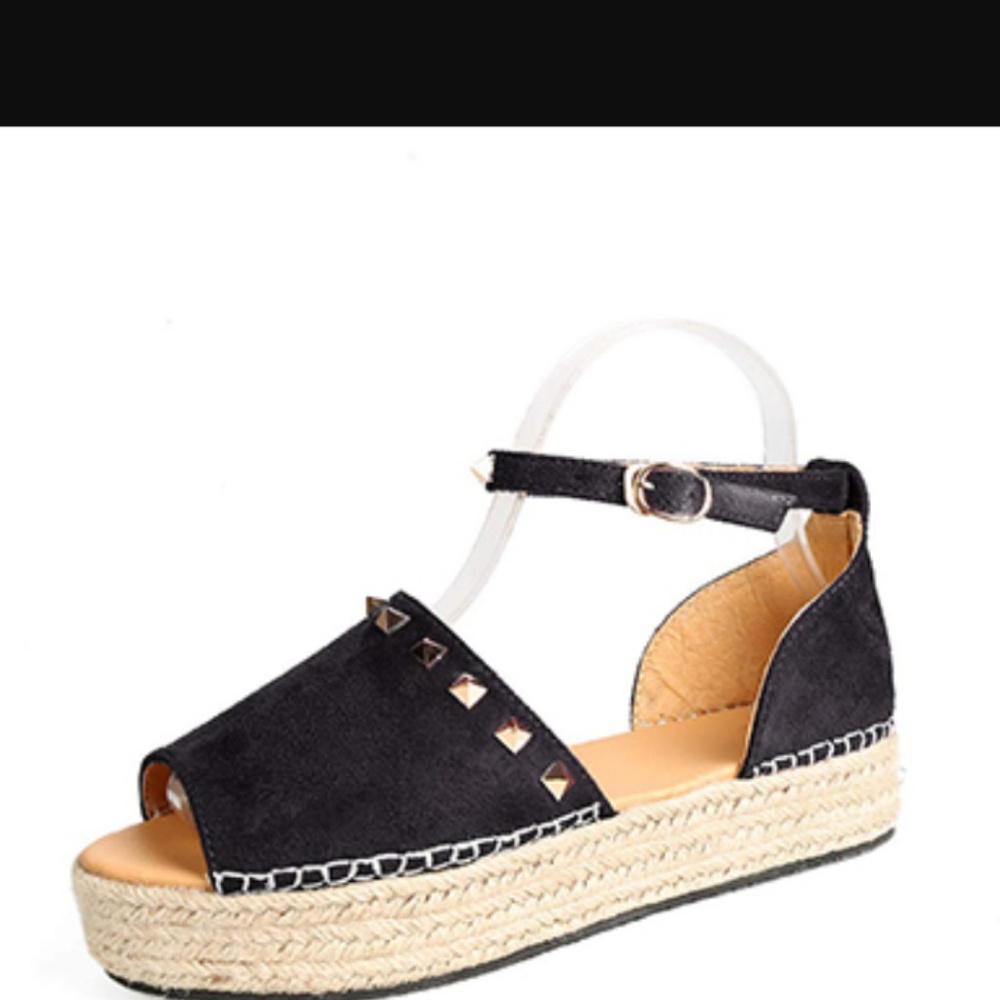 Stacked Black Espadrilla